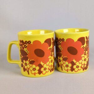 Vintage 1970s Staffordshire Potteries Ltd ironstone mugs — set of 2
